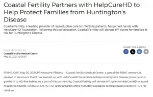 CFMC Partners with HelpCureHD for IVF Grant